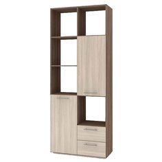 Стеллаж Баронс Бриз СТ.067.808-01 5 полок, 2 ящика, материал: ЛДСП, ШxГxВ: 81х35х201.6 см, ясень шимо светлый/ясень шимо темный