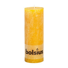 Свеча Bolsius block Rustic Metallic 19x6,8 см орха желтая