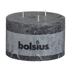 Свеча Bolsius block Rustic с тремя фитилями 9x14 антрацит
