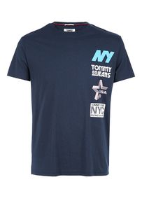 Хлопковая футболка синего цвета Tommy Jeans
