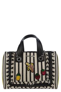 Текстильная бежевая сумка с разноцветными нашивками Tosca BLU