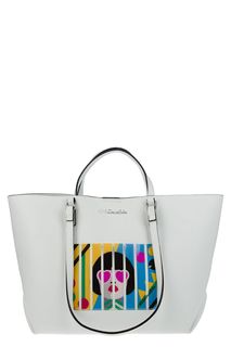 Вместительная белая сумка в форме трапеции Tosca BLU