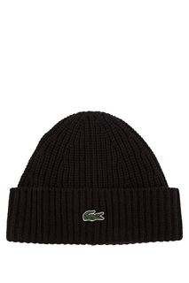 Полушерстяная шапка с логотипом бренда Lacoste