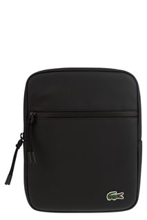 Маленькая сумка черного цвета с текстильным плечевым ремнем Lacoste