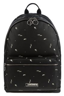 Вместительный черный рюкзак с монограммой бренда Lacoste