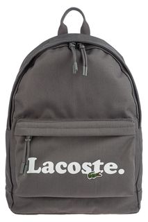Текстильный серый рюкзак с декоративным принтом Lacoste