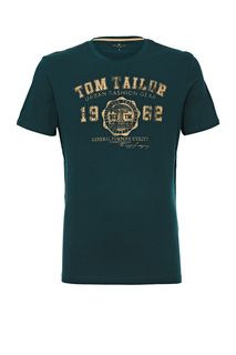 Хлопковая футболка с круглым вырезом Tom Tailor
