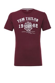 Хлопковая футболка с круглым вырезом Tom Tailor
