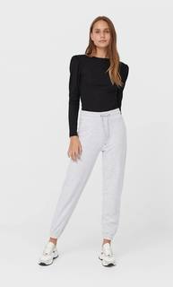 Stradivarius Топ С Подплечниками Женская Коллекция Черный L