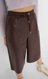 Stradivarius Шорты Из Искусственной Кожи Женская Коллекция Коричневый Xl