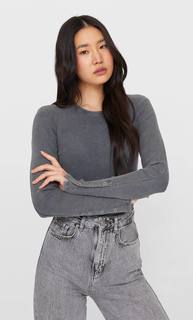 Stradivarius Майка С Длинными Рукавами Женская Коллекция Темно-Серый Xl