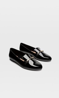 Stradivarius Лакированные Лоферы С Пряжкой Женская Коллекция Черный 36