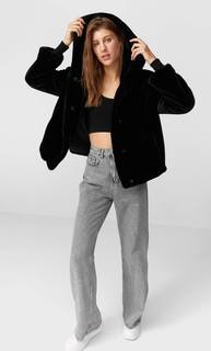 Stradivarius Куртка Из Искусственного Меха С Леопардовым Принтом Женская Коллекция Черный S