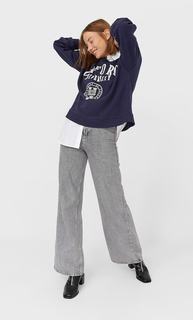 Stradivarius Толстовка С Надписью Oxford Женская Коллекция Морской Синий Xl