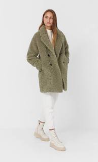 Stradivarius Пальто Из Искусственной Овчины Женская Коллекция Пастельно-Зеленый Xl