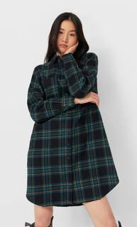 Stradivarius Длинная Рубашка Оверсайз Женская Коллекция Морской Синий Xl