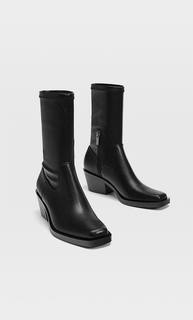Stradivarius Ботильоны В Стиле Кантри С Квадратным Носом Женская Коллекция Черный 40