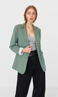 Stradivarius Базовый Трикотажный Пиджак Женская Коллекция Пастельно-Зеленый L