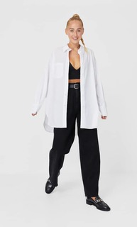 Stradivarius Рубашка Объемного Кроя Из Поплина Женская Коллекция Белый S