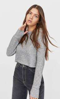 Stradivarius Укороченный Топ В Рубчик Женская Коллекция Пестро-Серый M
