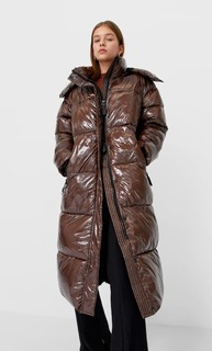 Stradivarius Блестящий Пуховик Женская Коллекция Коричневый Xs