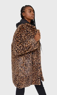 Stradivarius Пальто Из Меха С Леопардовым Принтом Женская Коллекция Бежевый Xs