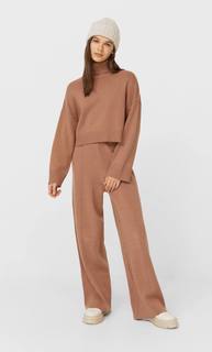 Stradivarius Укороченный Свитер С Высоким Горлом Женская Коллекция Бежевый M