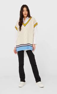 Stradivarius Жилет В Стиле Колледж Женская Коллекция Multicolor S