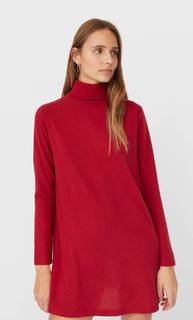Stradivarius Короткое Платье Из Мягкой Ткани Женская Коллекция Красный Xl