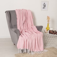 Плед Валенсия 140х200 см, Антонио бел/роз 9005993,хлопок 50%,п/э30%,пан 20% Vladi