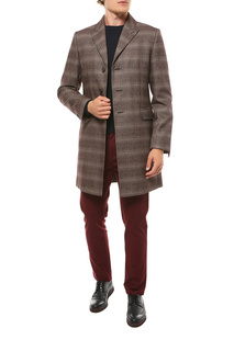 Пальто мужское ABSOLUTEX 5040 M BROWN CHECK коричневое 54