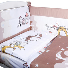 BAMBOLA Бортик КОТИКИ 40х360 (сатин) 2 части - 120х40 см., 2 части - 60х40 см Бежевый