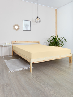 Простыня на резинке трикотаж "Всё себе", Бежевый, 180 х 200