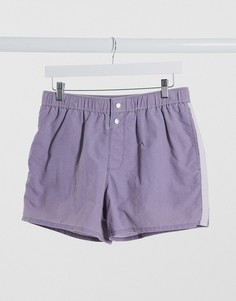 Короткие шорты для плавания лавандового цвета с кнопками ASOS DESIGN-Синий
