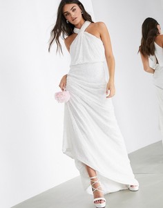 Свадебное платье с халтером и пайетками ASOS EDITION-Белый