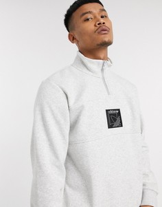 Серый свитшот с воротом на молнии и логотипом adidas Originals