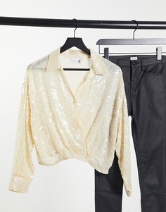 Светло-розовая рубашка с запахом и пайетками ASOS DESIGN-Розовый