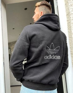 Худи черного цвета из плотного флиса adidas Originals-Черный