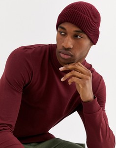 Бордовая шапка-бини ASOS DESIGN-Красный