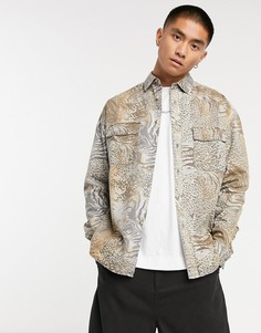 Рубашка навыпуск с фактурным звериным узором ASOS DESIGN-Бежевый