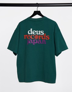 Сине-зеленая футболка Deus Ex Machina Records strata-Зеленый