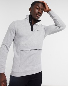 Светло-серый свитшот с воротником на пуговицах Jack & Jones Core