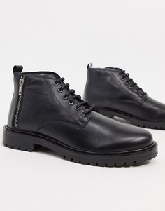 Кожаные ботинки с молнией сбоку на массивной подошве Bolongaro Trevor-Черный
