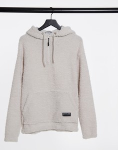 Плюшевый худи в стиле oversized из искусственного меха кремового цвета с воротником-стойкой ASOS DESIGN-Белый