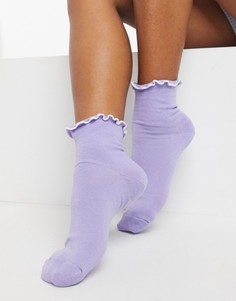 Сиреневые носки с контрастной строчкой и оборками ASOS DESIGN-Фиолетовый