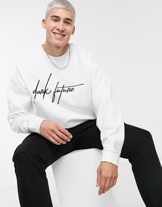 Белый oversized-свитшот с логотипом на груди ASOS Dark Future