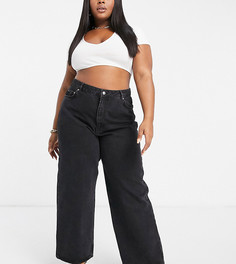 Черные свободные джинсы с завышенной талией ASOS DESIGN Curve-Черный