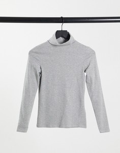 Серый топ с отворотом на воротнике New Look