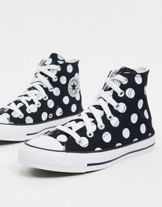 Черные высокие кеды в горошек с блестящим логотипом Converse Chuck Taylor-Черный