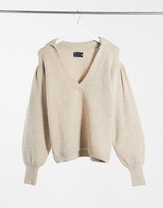 Бежевый джемпер с открытым воротом ASOS DESIGN